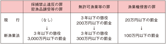 表3-1-1 新漁業法に基づく罰則強化の概要