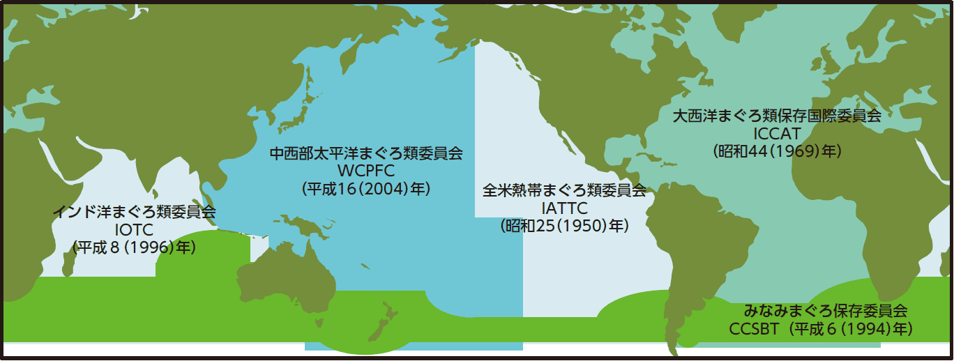 図表4-9 カツオ・マグロ類を管理する地域漁業管理機関と対象水域