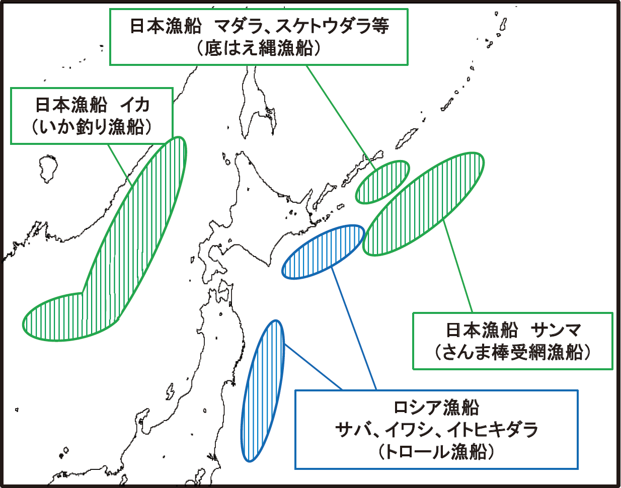 図表特-1-13 日ソ地先沖合漁業協定操業水域概念図