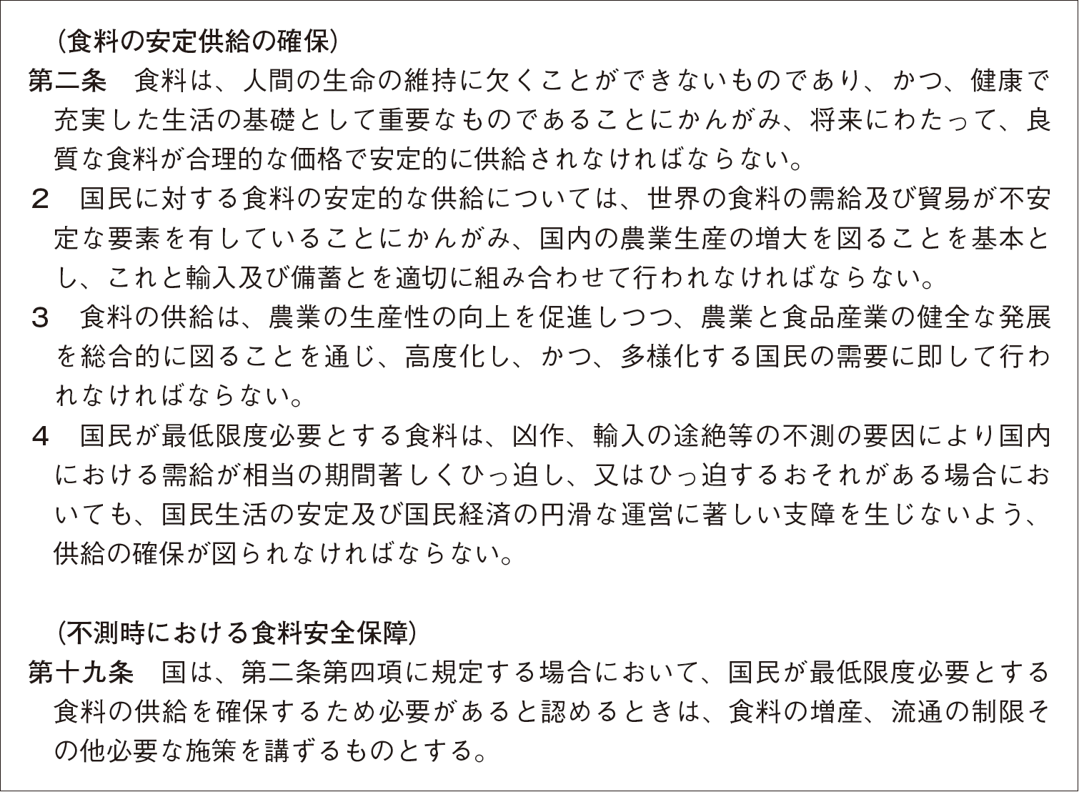 図表特-2-1 食料・農業・農村基本法（抜粋）