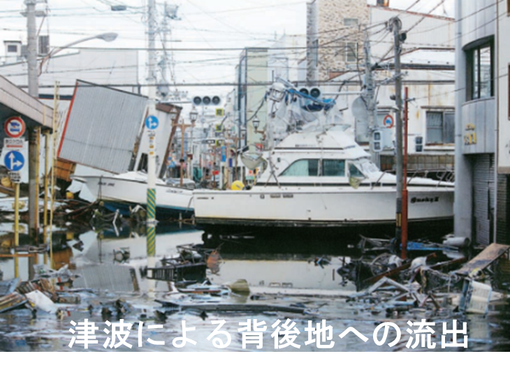 津波による背後地への流出