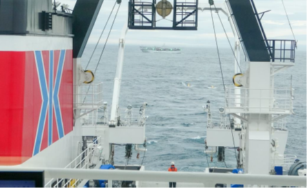 外国漁船の漁場近くで行われた調査の様子